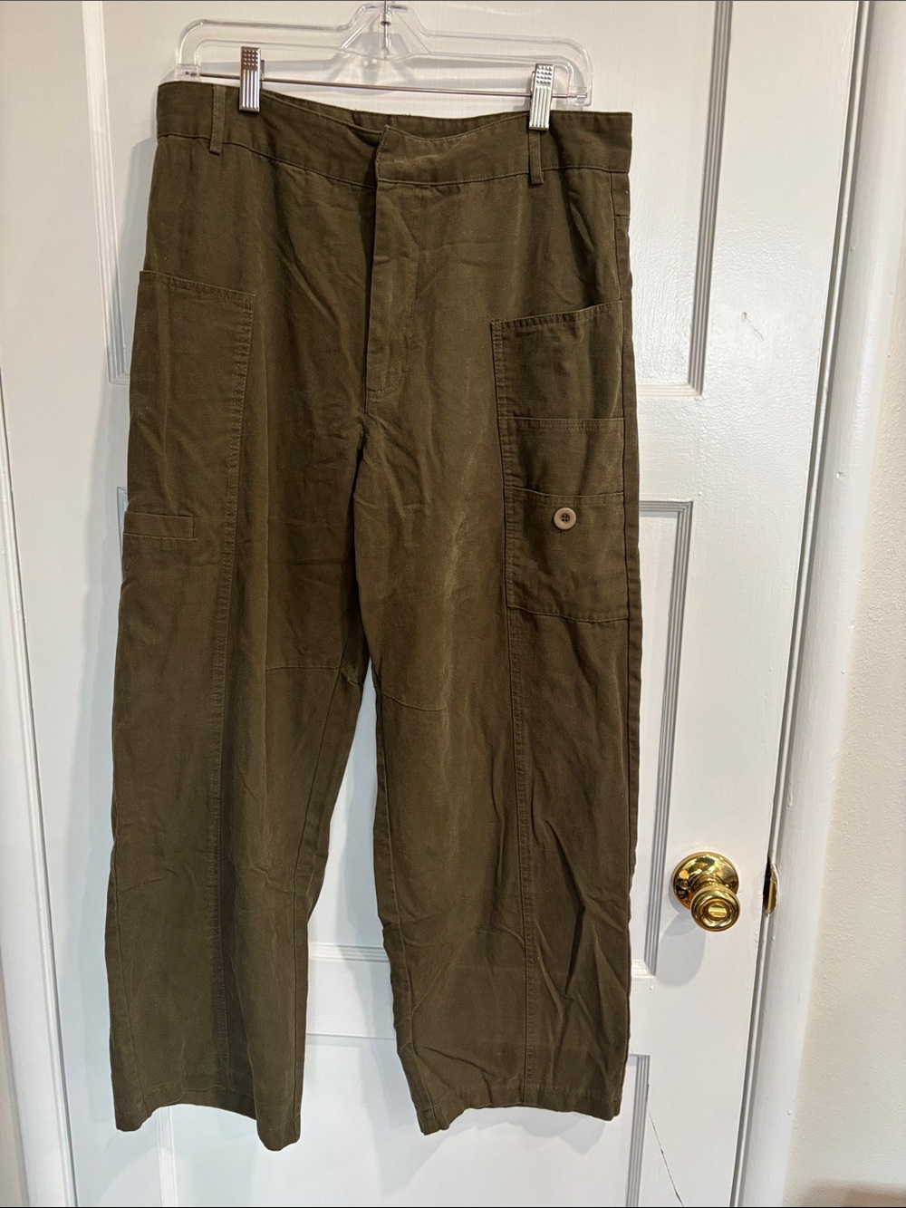 Zara Olive Utility Cargo Pants with Patch Pocket